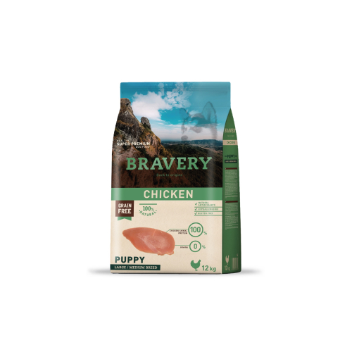 BRAVERY PUPPY MEDIUM LARGE BREED POLLO 12 KG
