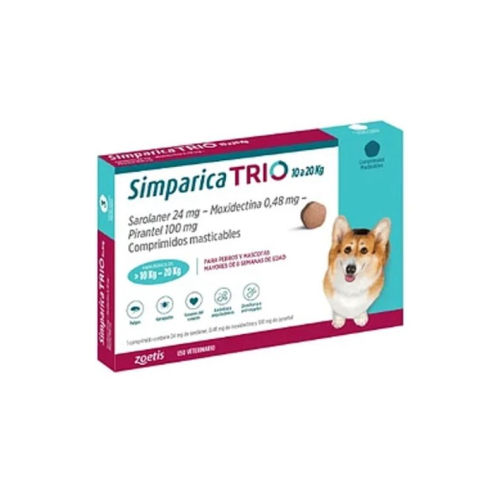 SIMPARICA TRIO 10 A 20 KG 3 COMPRIMIDOS
