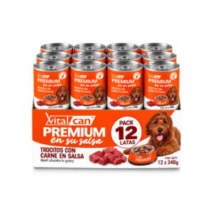 Pack 12 Latas Premium Cachorro En Salsa Con Trocitos De Carne 340 Gr